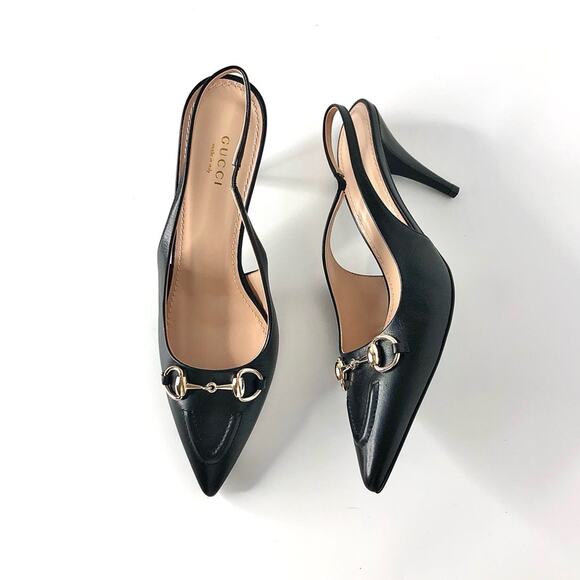 NIB Gucci Horsebit Slingback 100mm Pointed Toe Pumps 39 - Picture 1 of 10